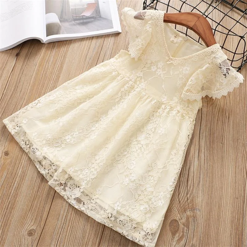 Summer Lace Girls Dress Flower Princess Party Toddler Girls Clothes Kids Dresses for Girls Casual Clothing Size 3-8 Years