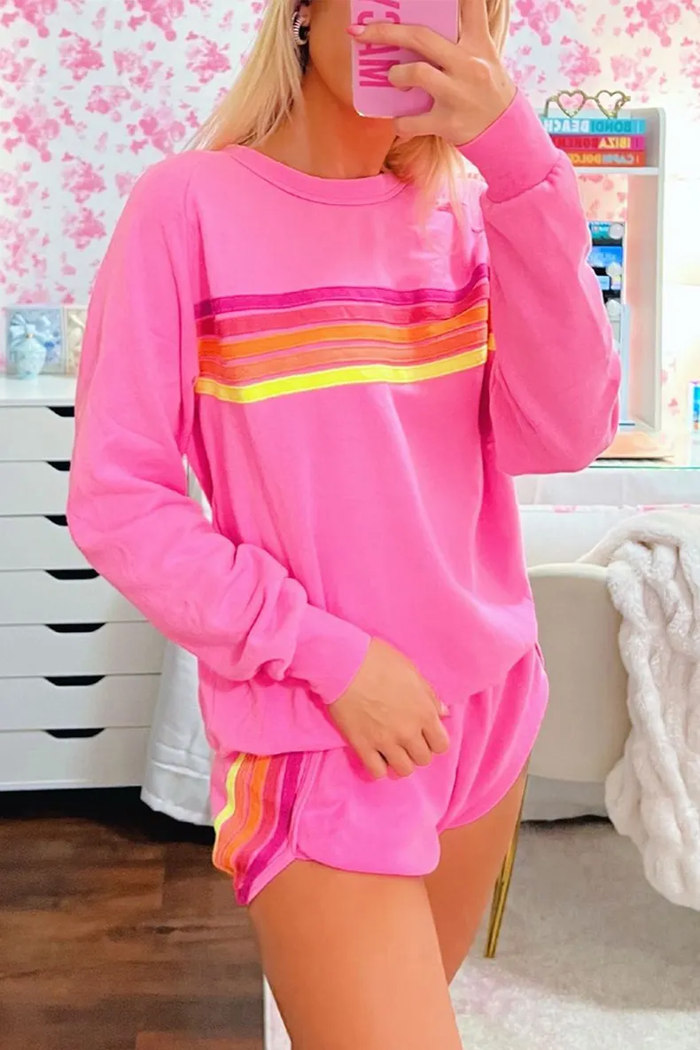 Fall Loose Slim Fit Casual Two Piece Sets Women Trend Color Matching Long Sleeve Women