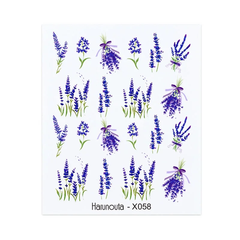 Harunouta Spring Water Nail Decal And Sticker Flower Leaf Tree Green Simple Summer DIY Slider For Manicuring Nail Art Watermark