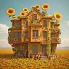 Diamond Painting -DIY Round Drill Sunflower House(40x40cm)