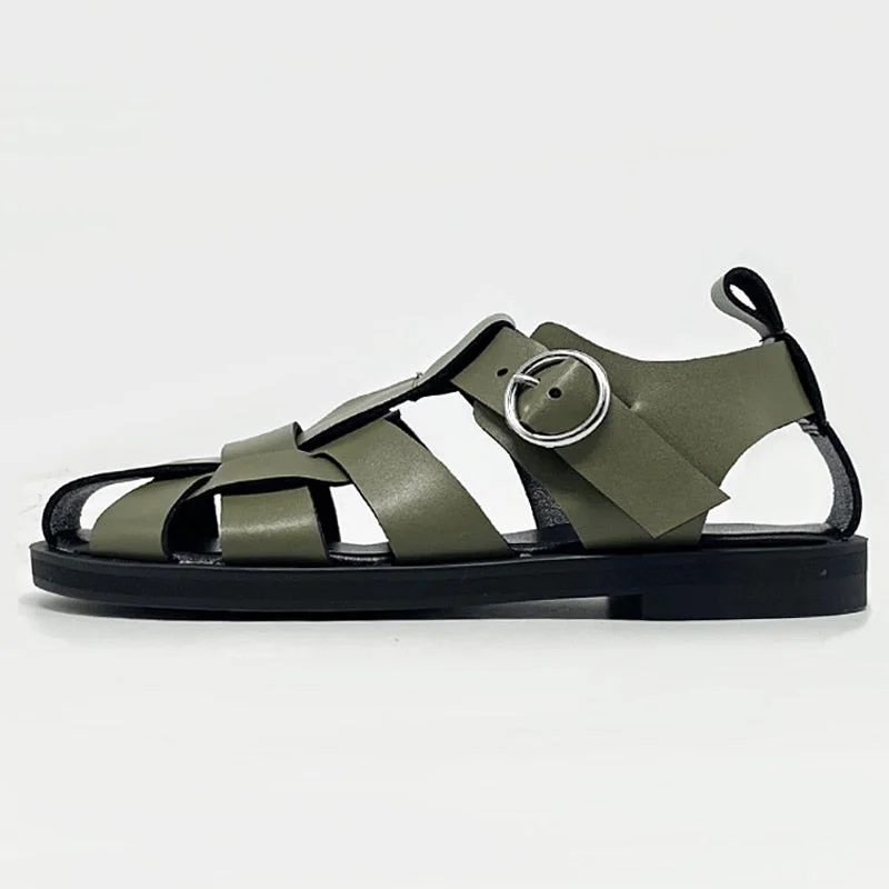 Taoffen 2022 New Women Sandals Real Leather Ins Summer Shoes Women Roman Fashion Daily Vacation Female Footwear Size 34-42