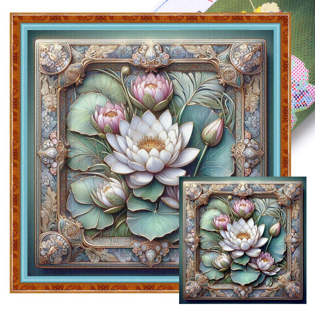 Lotus Full 11CT Pre-stamped Canvas(50*50cm) Cross Stitch