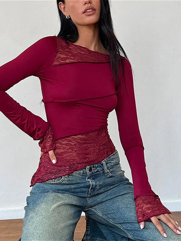 Vintage Slim Fit Floral Detail Long Sleeve Long Sleeve Tee