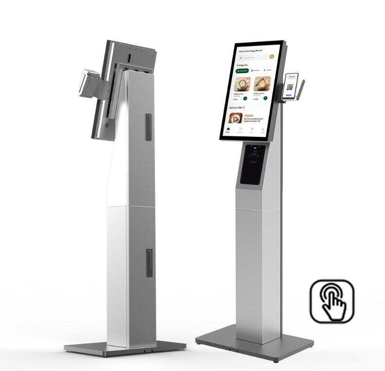 21.5 inch touch RFID self service bill payment RFID pos queue ordering kiosk floor Standing Checkout kiosk