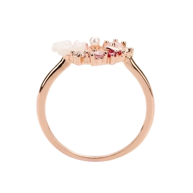 Minimalist Flower Copper Inlay Zircon Rings