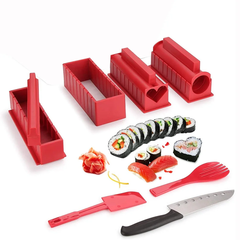 11pcs/set DIY Sushi Maker Sushi Making Kit Durable Practical Multifunctional Sushi Maker Mold Kitchen Tools