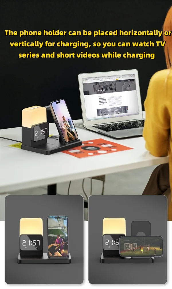 Desktop Folding Mobile Phone Holder Ambient Night Light Six-in-one Wireless Cord Charger