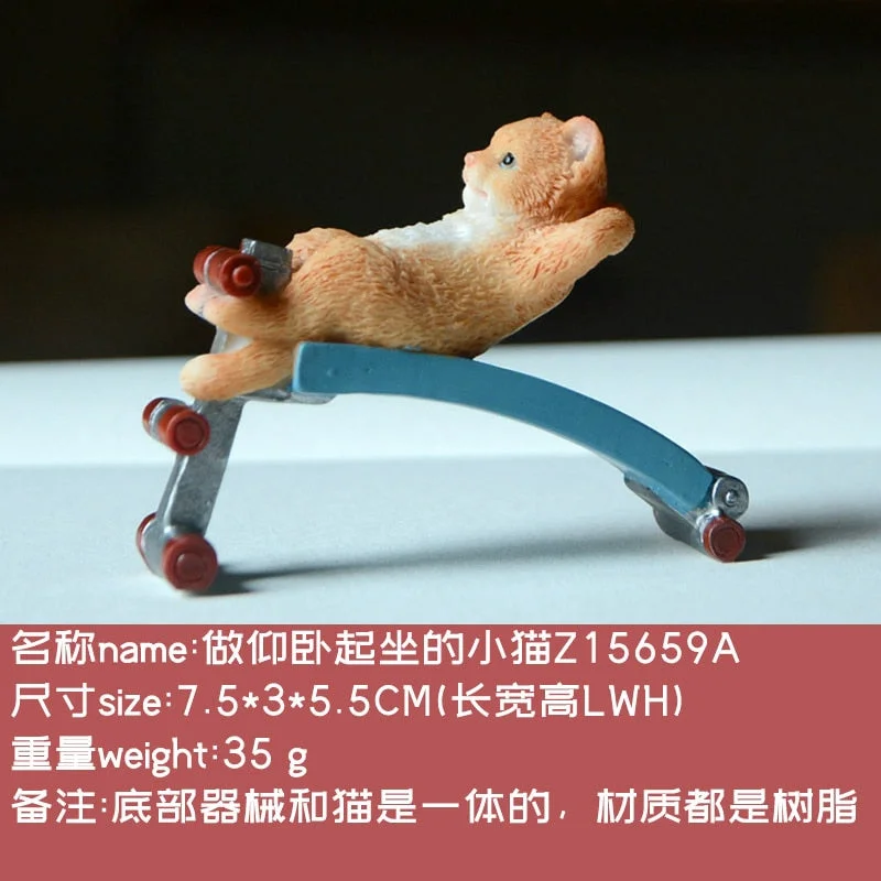 Creative Cute Pig Ornament Sporting Bunny Squirrel Cat Animal Figurines Exercising Series Resin Craft Tabletop Decorations