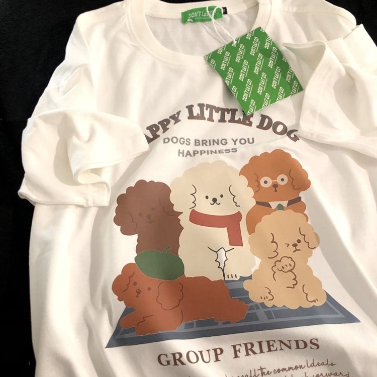 Pure Cotton Happy Little Dog T-shirt  weebmemes