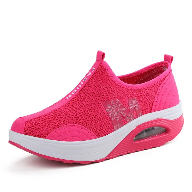 MWY Womens Flats Casual Shoes Cushion Breathable Sneakers Zapatos Mujer Fashion Platform Shoes Heels Walking Rocking Shoes