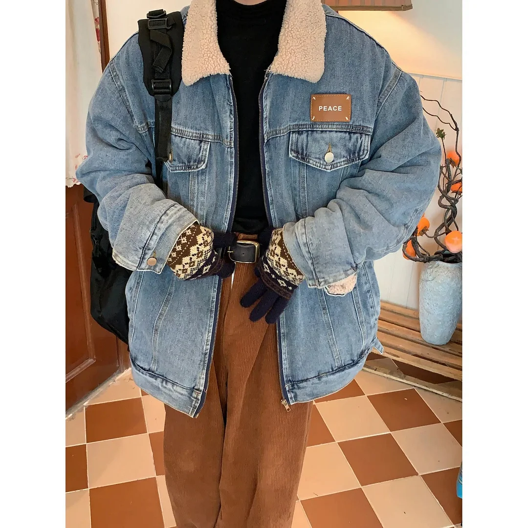 Aonga Vintage Thickened Denim Jacket