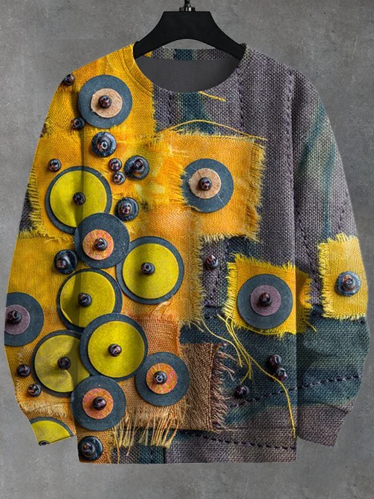 Men's Patchwork Art Geometric Pattern Print Casual Sweatshirt