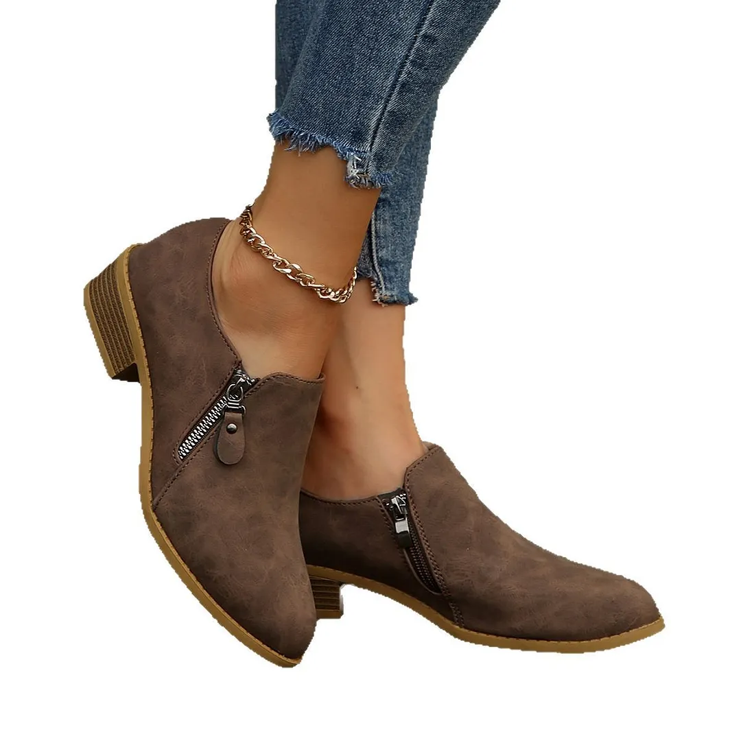 Breakj Breakj Autumn And Winter British Sharp Short Boots Women Retro Side Zipper In The Leather Boots Size 43 Martin Boots