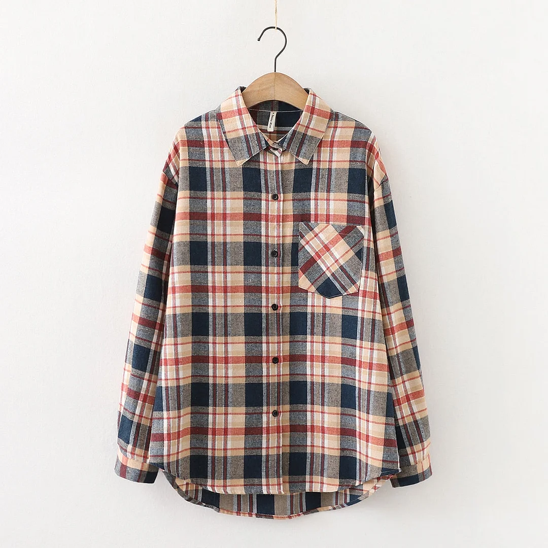 Plaid Shirts Womens Checked Blouses And Tops Long Sleeve Female Casual Print Shirt Loose Cotton Blusas Outwear Autumn News