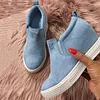 Women Faux Suede Wedge heel Sneakers Slip on Breathable Shoes