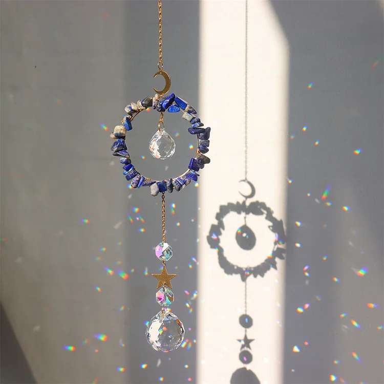Crystal Curtain Windchime Prism Catchers Hanging Ornament Decor (Dark Blue)