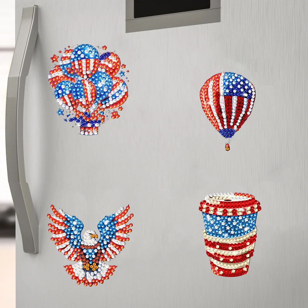 6Pcs Independence Day Series Diamond Painting Fridge Magnet for Home Decor