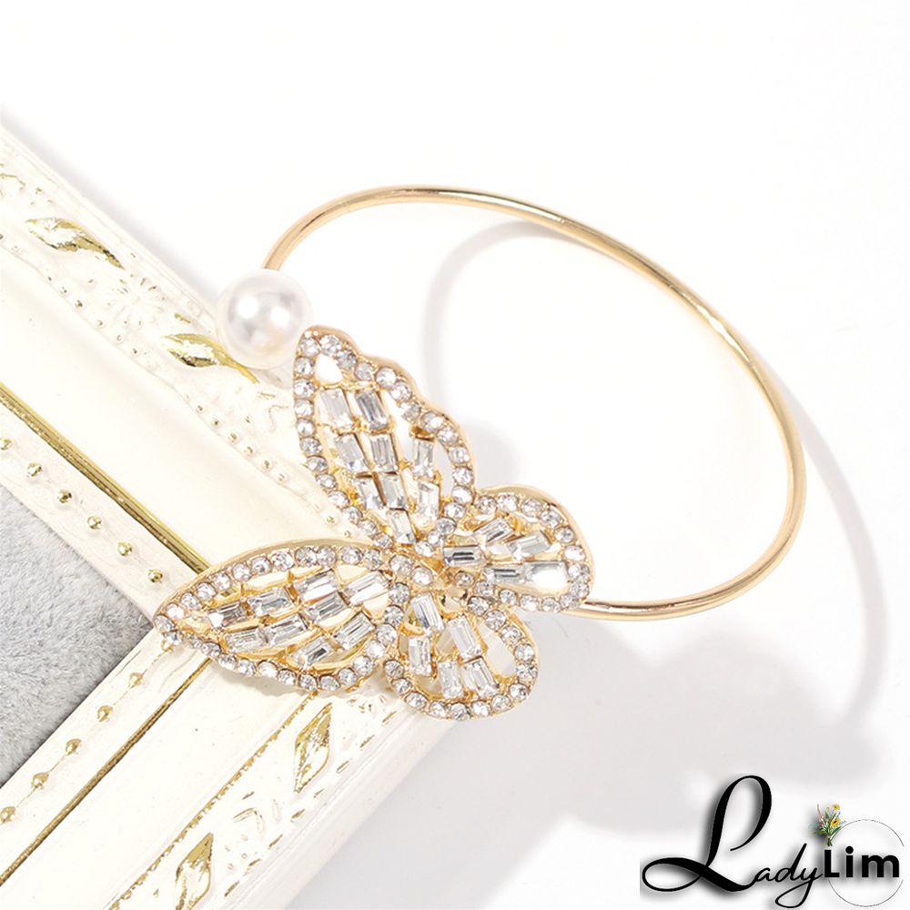 Gold Fashion Simplicity Butterfly Patchwork Rhinestone Bracelet