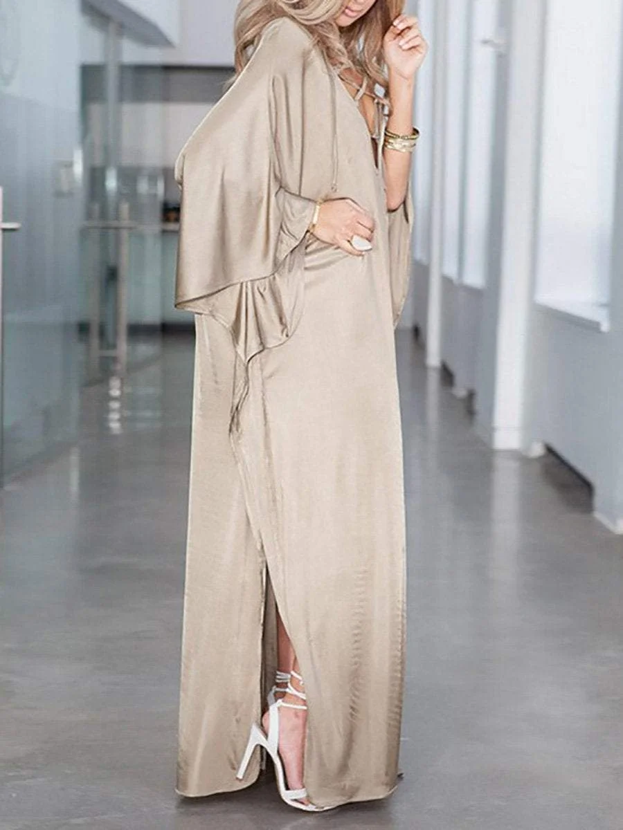 Loose V-neck maxi dress