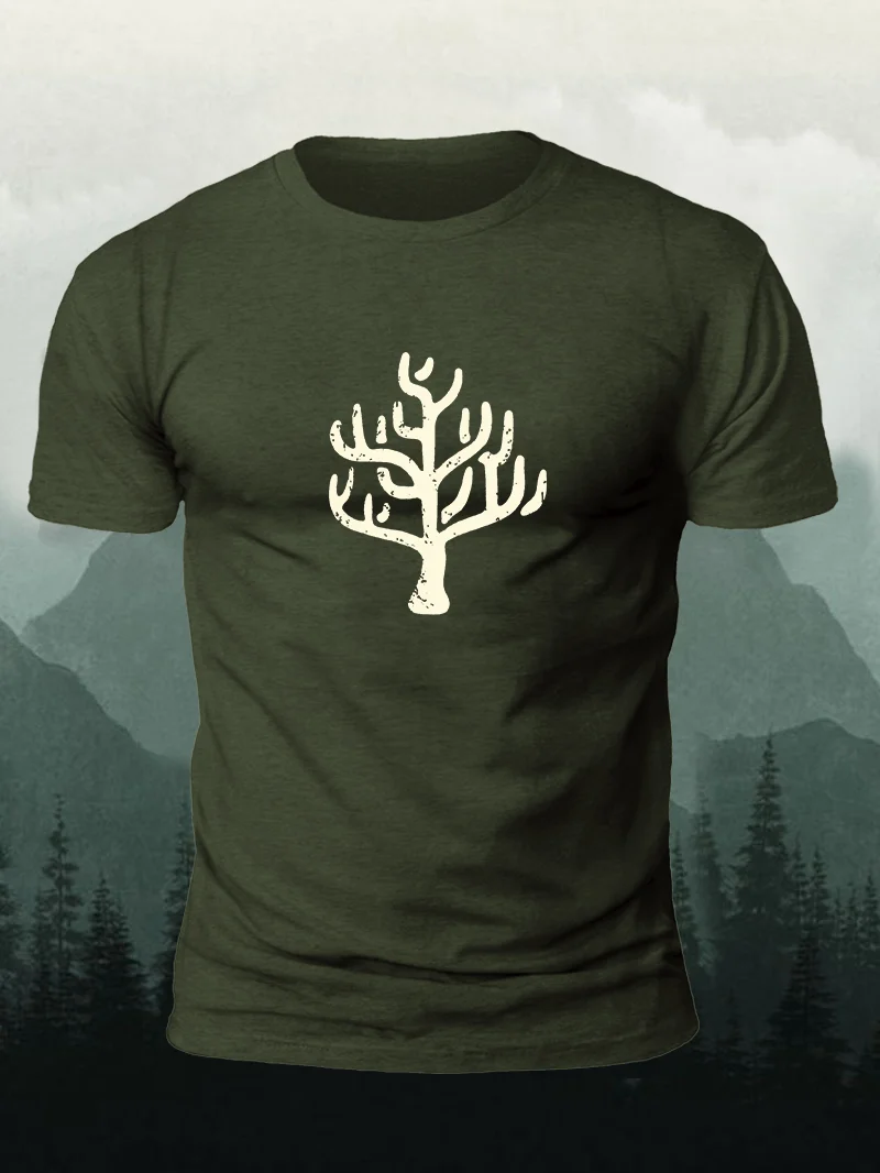 Leafless Tree Print Short Sleeve Men's T-Shirt in  mildstyles