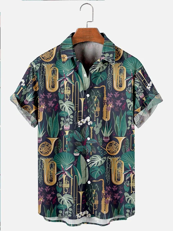Men‘s French Horn Trumpet Music Hawaiian Shirts