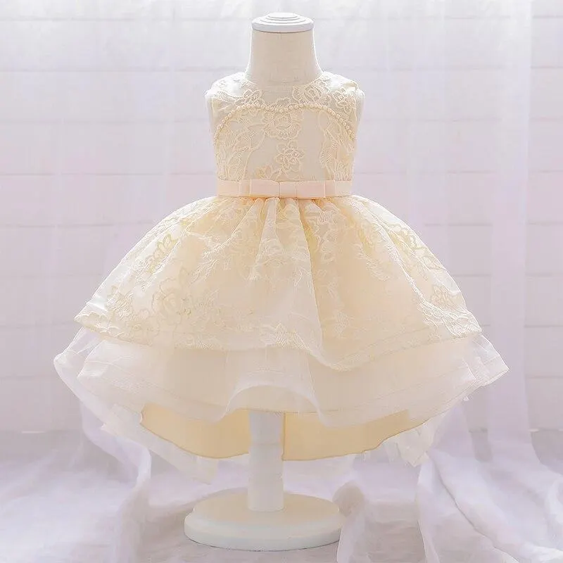 2021 Summer White 2 1st Birthday Dress For Baby Girl Clothes Trailing Christening Dress Princess Dresses Party Infant Vestidos