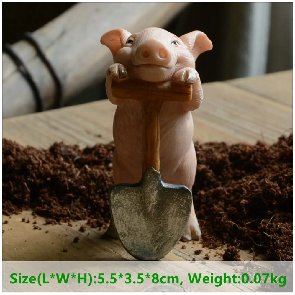 Everyday Collection Cute Pig Animal Figurine Flower Pot Fairy Garden Ornaments Bonsai Home Decoration Gifts For Children