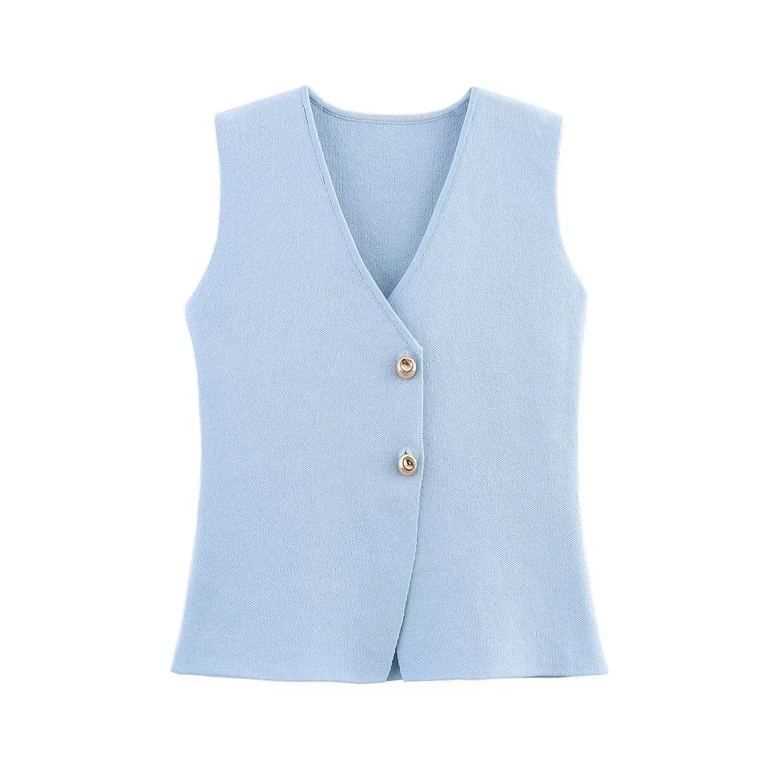 Nigikala Nigikala Women's New Button Knitted Vest Skirt 4192015 4192016