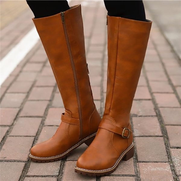 Women's Fashion Boots Warm Snow Boots High Top Flat Heel Round Toe High Top Knight Boots Long Boots Plus Size - Life is Beautiful for You - SheChoic