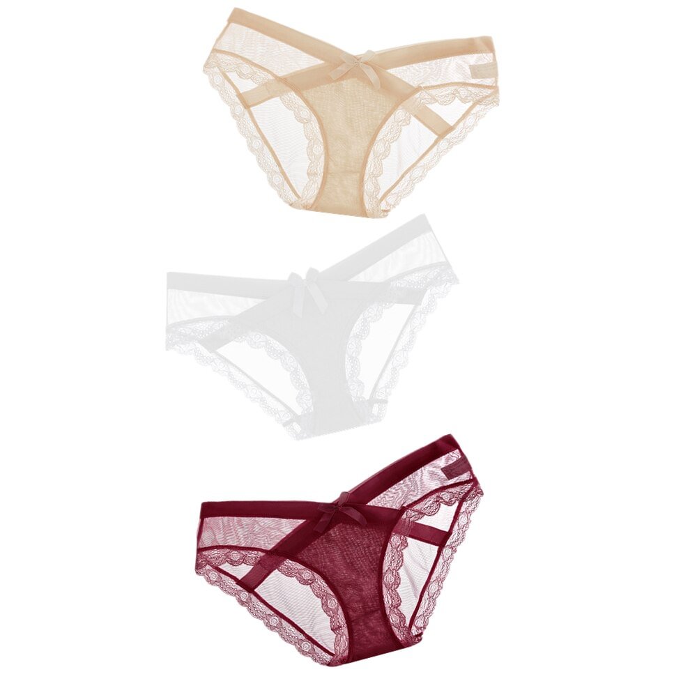 3pcs/lot Women Lace Panties Seamless Panty Breathable Briefs For Women Hollow Out Low Waist Transparent Underwear Intimates Hot