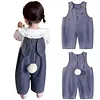 Baby Easter Outfit Denim Overall Pants Bunny Ear Romper with Pom Pom Tail Jeans Jumpsuit Cute Rabbit Ear Overalls for Toddler Boy Girl
