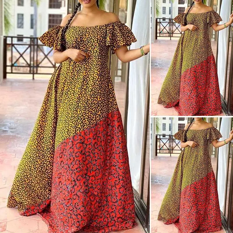 Women Dress 2022 Summer VONDA Party Off Shoulder Lace Pleated Dresses Casual Shorts Sleeve Bohemian Vestidos Women Clothing