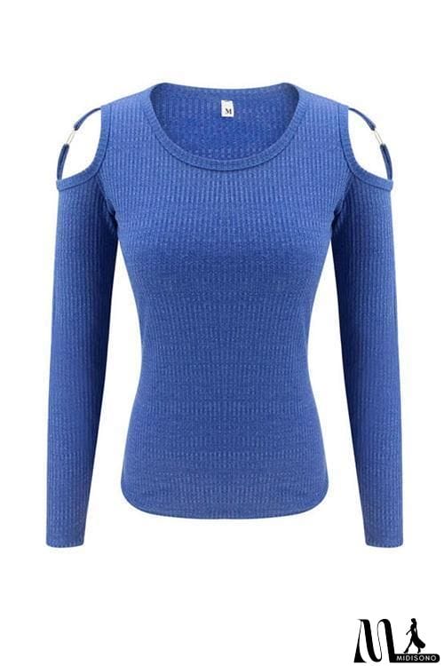 MidiSono - Cold Shoulder Long Sleeve T Shirt