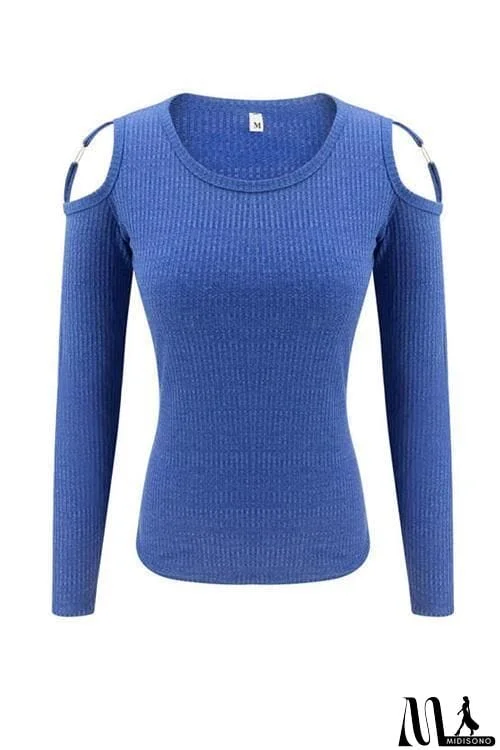 MidiSono - Cold Shoulder Long Sleeve T Shirt