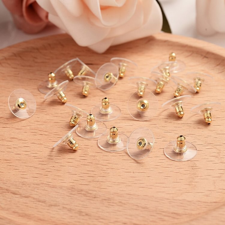 Earring Finding 50 PCS/Lot White Rubber Back Silicone Round Ear Plugging Earnuts Skid Resistance