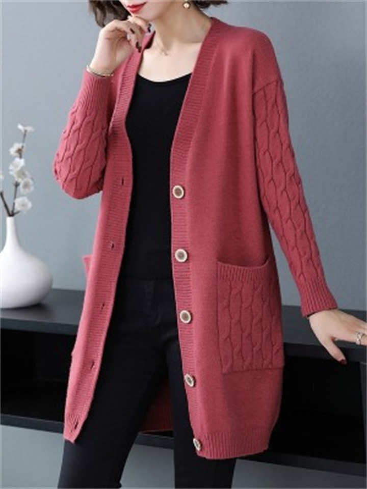 Women's Cardigan Pocket Solid Color Stylish Basic Casual Long Sleeve Regular Fit Sweater Cardigans V Neck Fall Spring Blue Black Camel / Going out