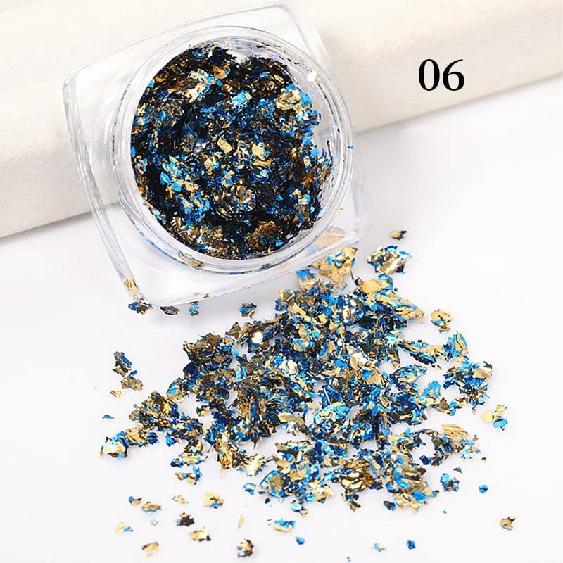 Aluminum Foil Sequins For Nails Gold Silver Irregular Glitter Flakes Mirror Chrome Powder Manicures Winter Decorations Tools