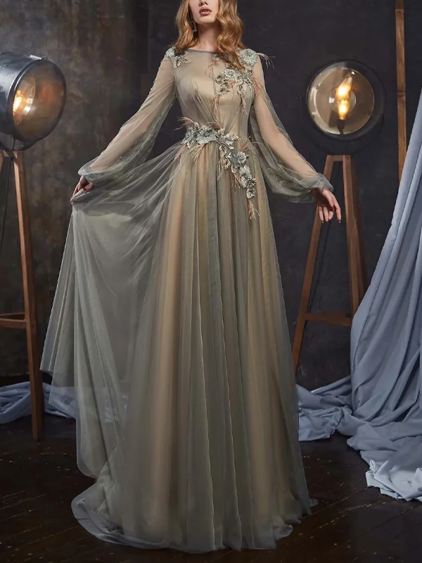 Crew Neck Mesh Maxi Dress