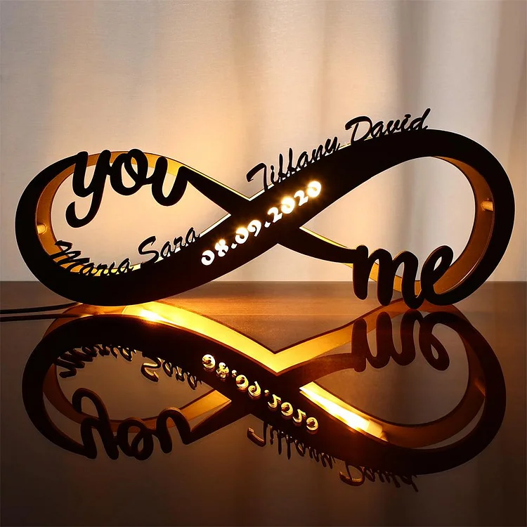 Custom Carved Infinity Symbol Wooden LED Night Lights 