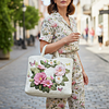 Floral Quited Tote Bag Handbag A Symphony Of Nature's Beauty by Inlyline