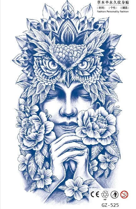 Temporary Waterproof Tattoo Stickers Seductive Snake Flower Ink Lasting Sexy Girls Arm Chest Waist Buttocks Realistic Fake Tatoo