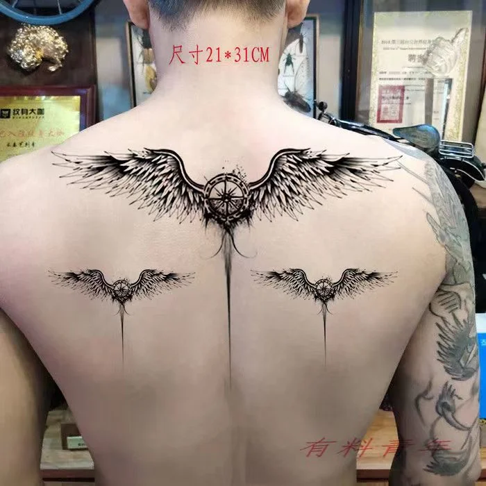 Devil Wings Skull Cross Tattoo Sticker Men and Women Back Chest Waterproof Flower Lion Body Art Fake Tattoo Cool Tattoo Sticker