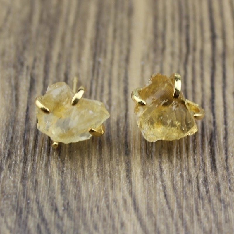 1 Pair Minimalist Irregular Inlay Gem Natural Stone Ear Studs