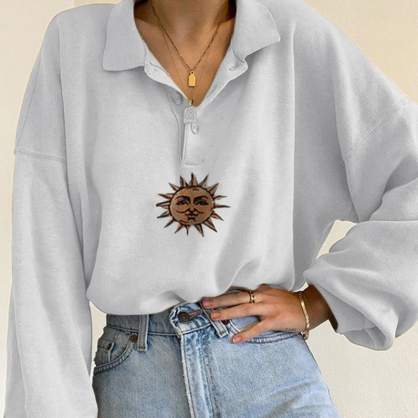 Sun Print Long Sleeve Sweatshirt / [blueesa] /