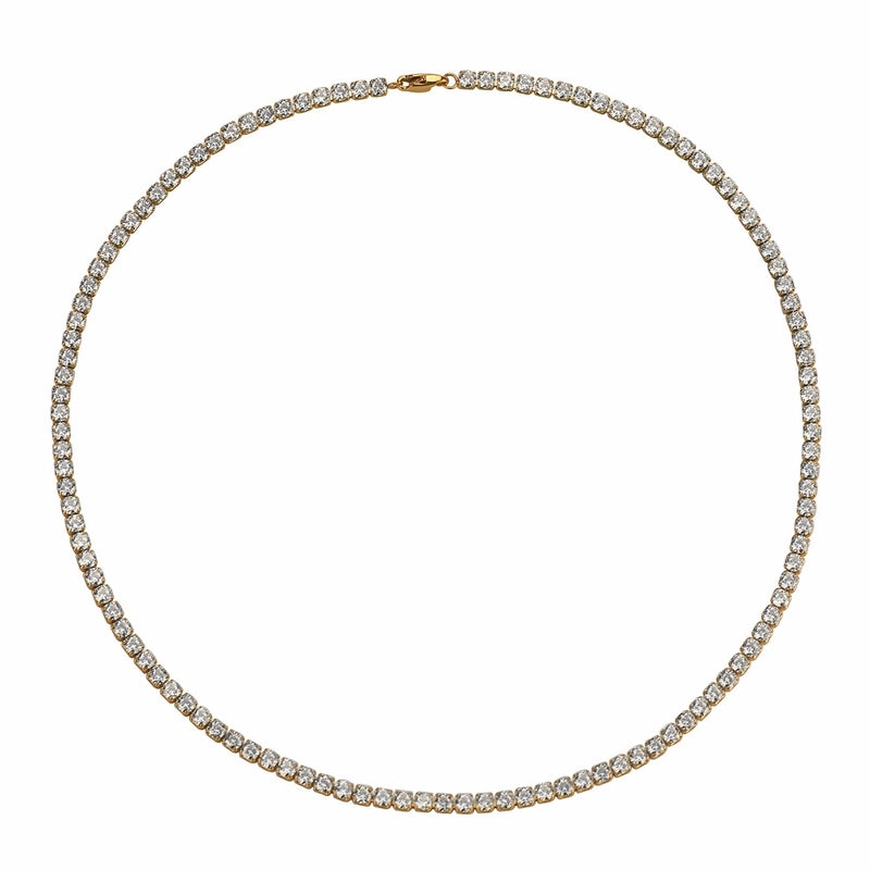 304 Stainless Steel 18K Gold Plated Hip-Hop Inlay Solid Color Zircon Necklace