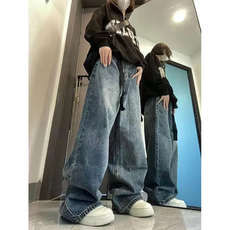 Y2K Dark Blue Brown High Waist Streetwear 90S Baggy Trousers Jeans / TECHWEAR CLUB / Techwear