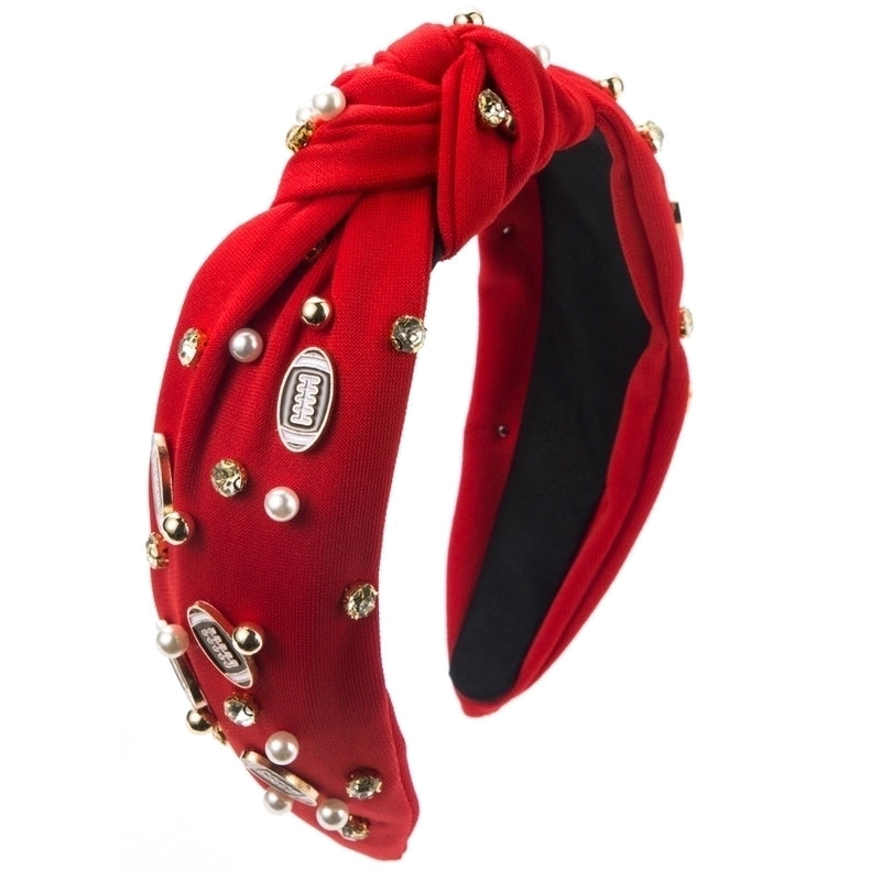 Women’s Casual Baroque Style Rugby Knot Alloy Cloth Inlay Rhinestones Pearl Hair Band