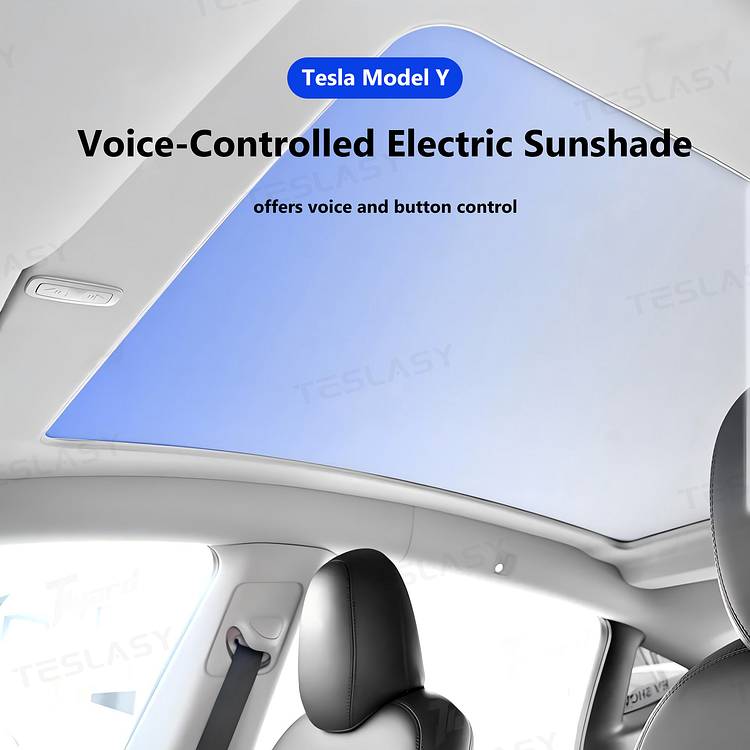 Tesla Model Y Electric Powered Sunshade with Voice Control Retractable Glass Sunroof