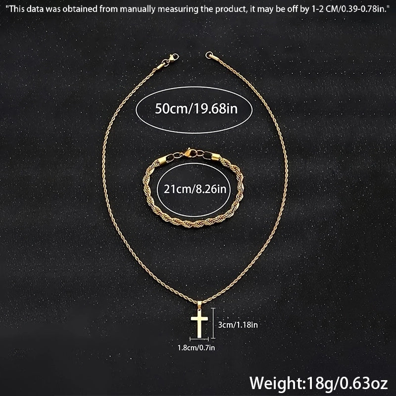 Minimalist Classic Style Cross 304 Stainless Steel Bracelets Necklace