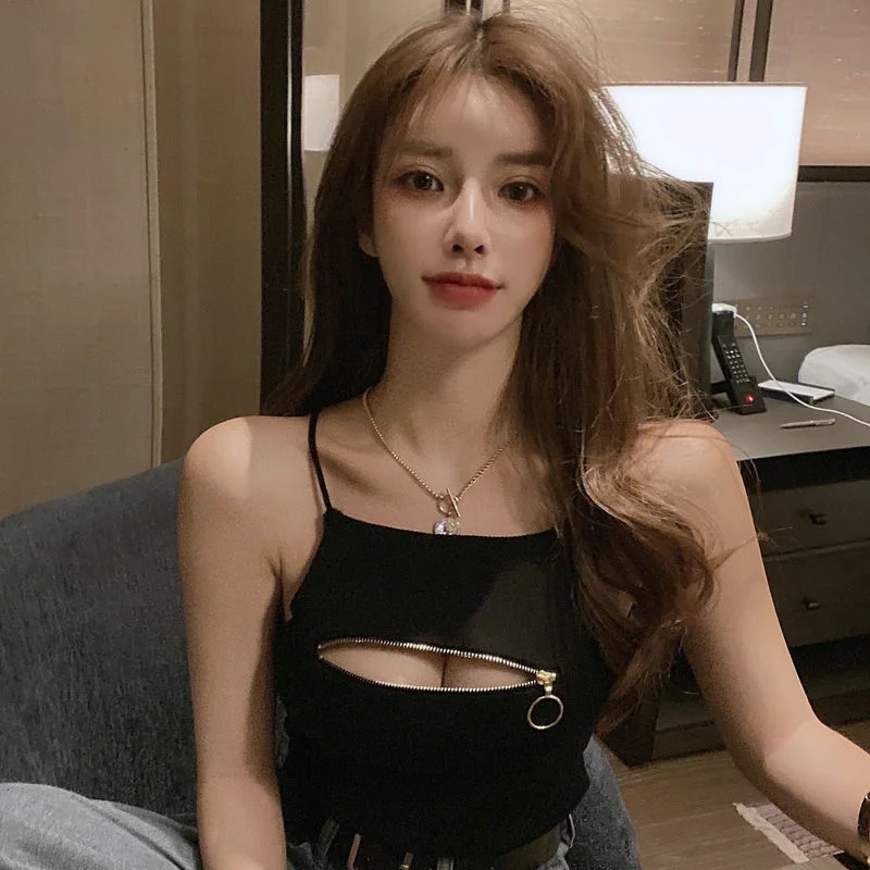 Uveng Uveng Hottie Sexy Care Machine Chest Zipper Slings Summer Dress Women Wear Repair Small Vest Tide